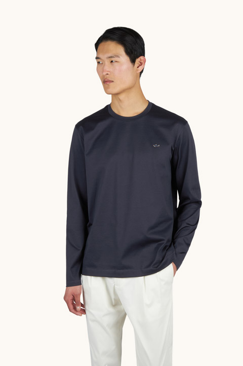 Langarm T-Shirt aus doppelt mercerisiertem Baumwolljersey