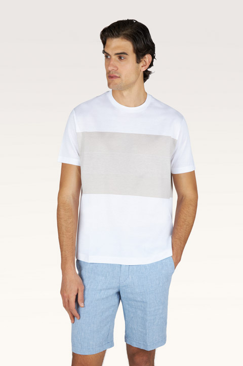 Bi-color double mercerised cotton jersey T-shirt