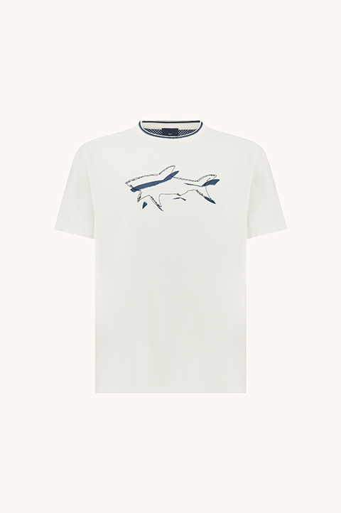 T-shirt en jersey de coton avec imprim&eacute; Shark
