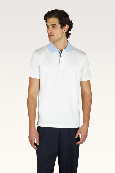 Cotton Aqua Touch polo with striped detail