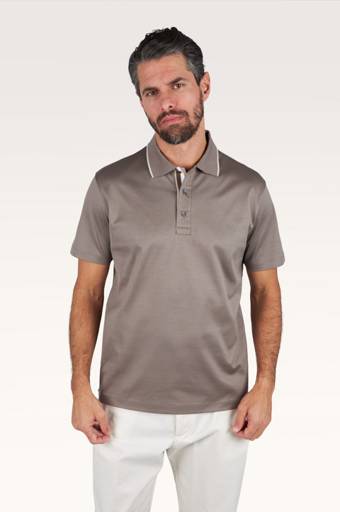 Cotton Aqua Touch polo with striped detail