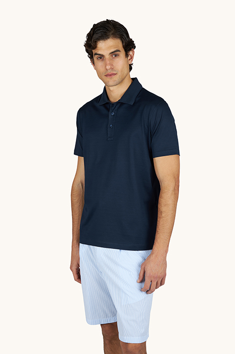 Polohemd aus Baumwolljersey Double Mercerised mit Leinen Details