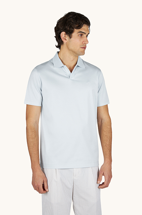 Polo open collar in cotone Aqua Touch