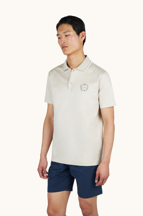 Polo shirt in Aqua Touch cotton with heraldic embroidery