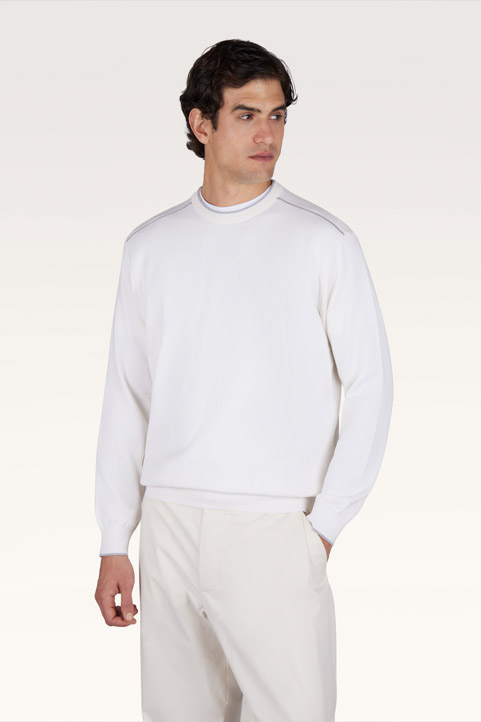 Джемпер с круглым вырезом из шелка и хлопка с замшевыми деталями Aqualeather