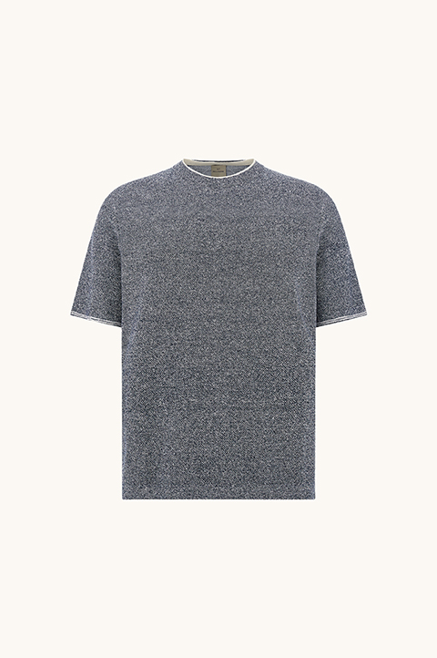 T-shirt en lin et coton Urukai avec double col