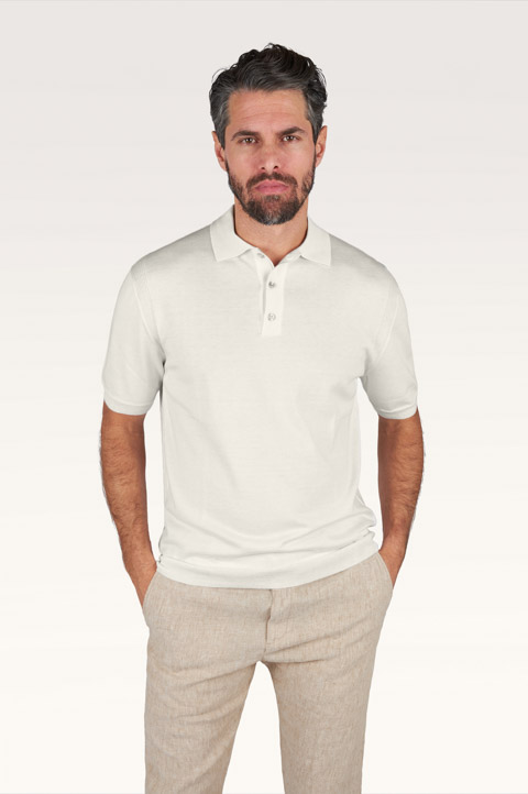 Polo shirt in silk and cotton
