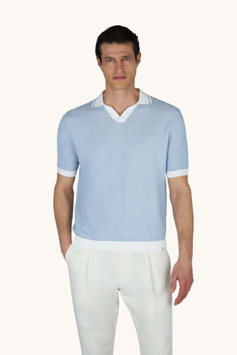 Polo open collar in cotone Piuma