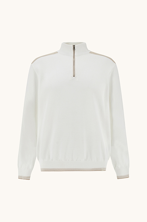Half‑zip sweater in Piuma cotton with Typhoon&reg; details
