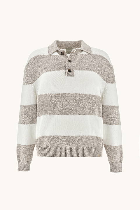 Polo en maille en coton Piuma avec motif &agrave; rayures
