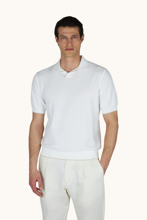 Polo open collar in cotone Piuma