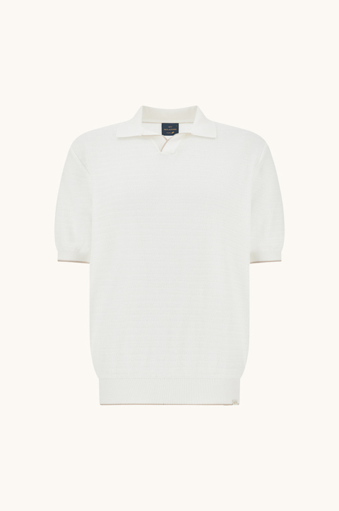 Open‑collar polo in Piuma cotton