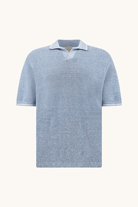 Polo &agrave; col ouvert en lin et coton Urukai