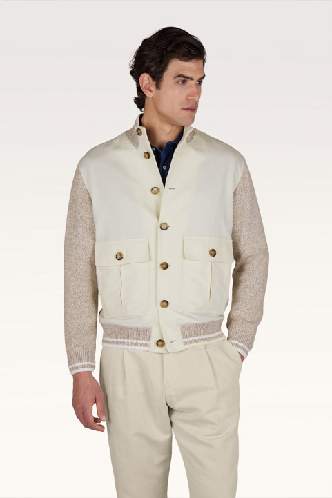Bomber Hybrid in Lino e Cotone Piuma