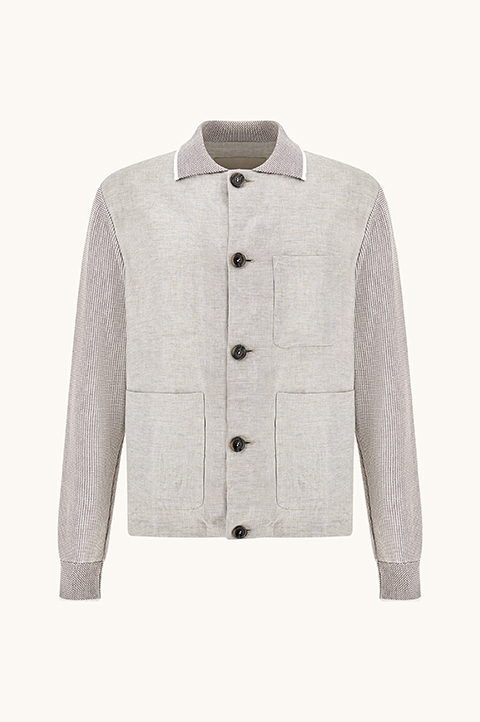 Hybrid cardigan in Piuma cotton and linen