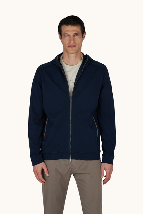 Sudadera X‑Soft con cremallera en viscosa con detalles de Alcantara&reg;