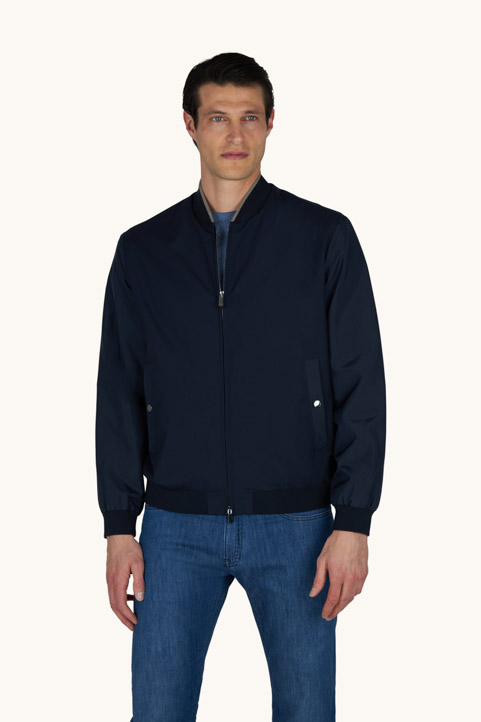 Hybrid bomber in wool and silk