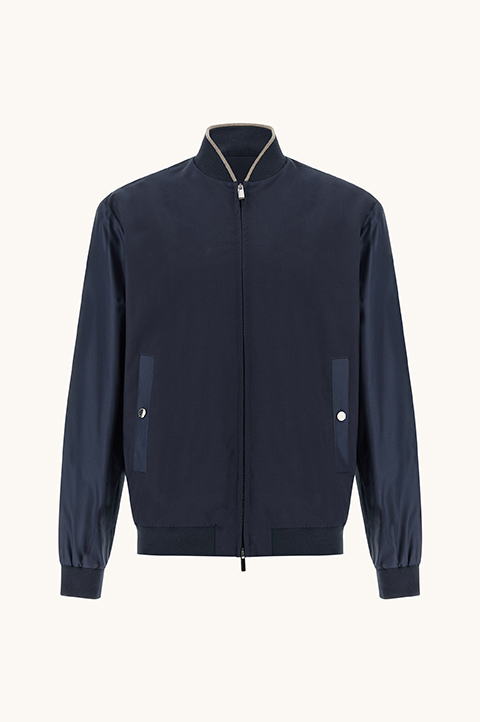 Hybrid bomber in wool and silk