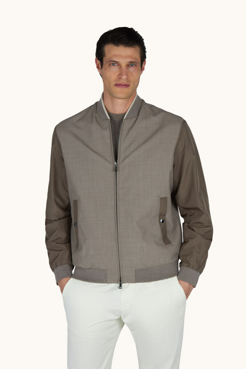 Bomber Hybrid in lana e seta