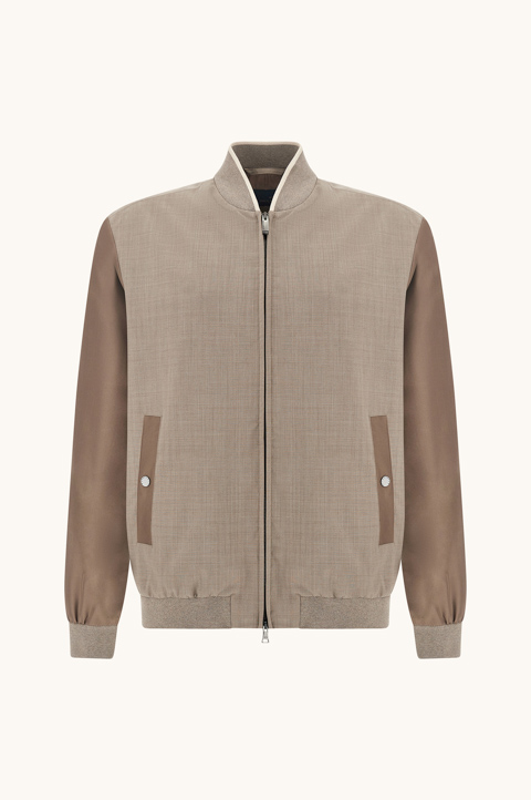 Hybrid bomber in wool and silk