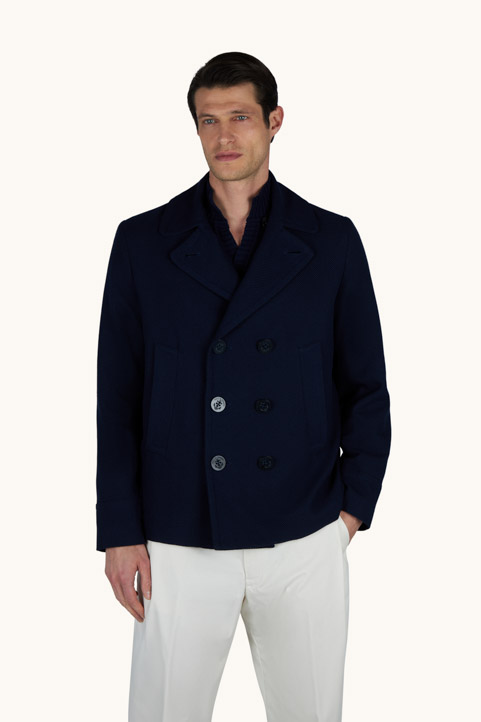 THE PEACOAT in textured wool and cotton