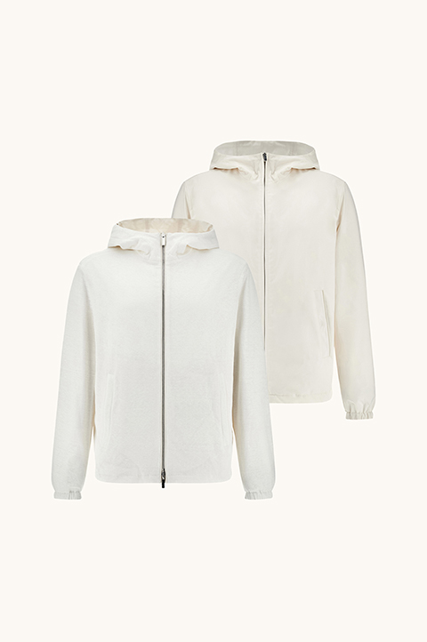 Reversible windbreaker in linen jersey and Typhoon&reg; Platinum