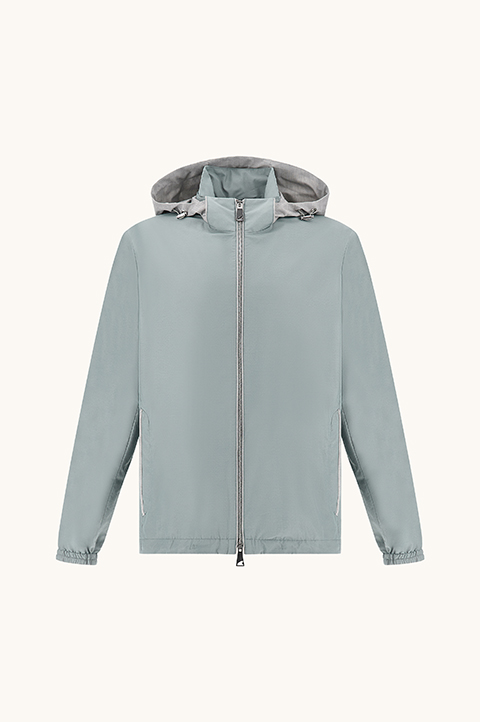 Windbreaker in nylon, wool and silk