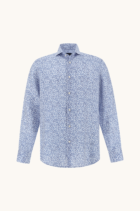 Leinenhemd mit Geometric Watercolor Muster