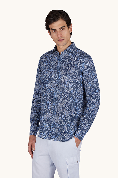 Linen shirt with Shark Paisley pattern