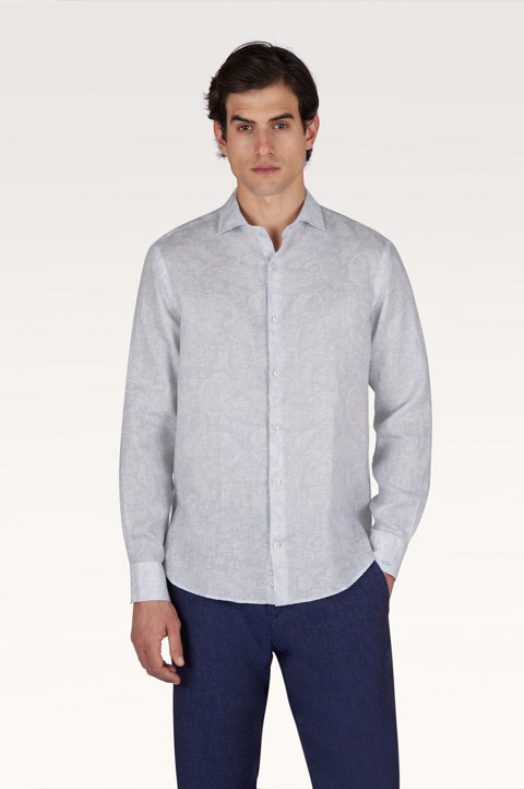 Linen shirt with Shark Paisley pattern