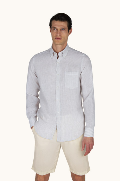 Camisa de lino Soffio con estampado de rayas