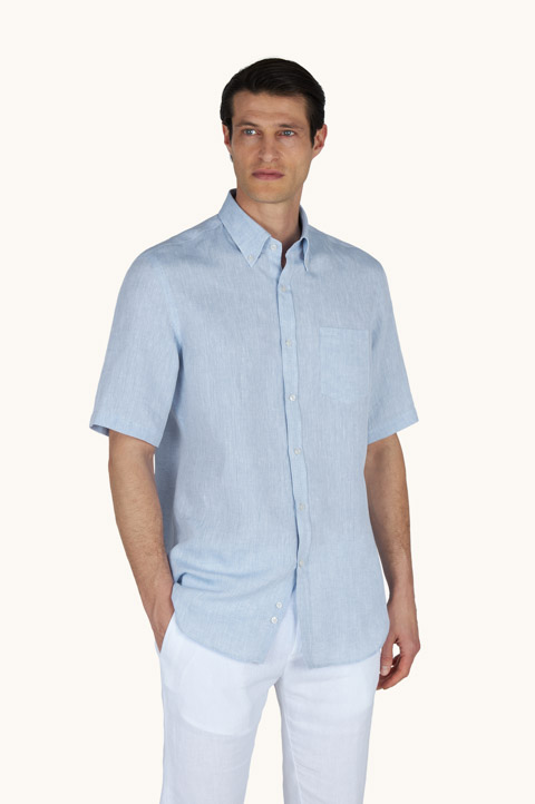 Soffio linen shirt with short sleeves