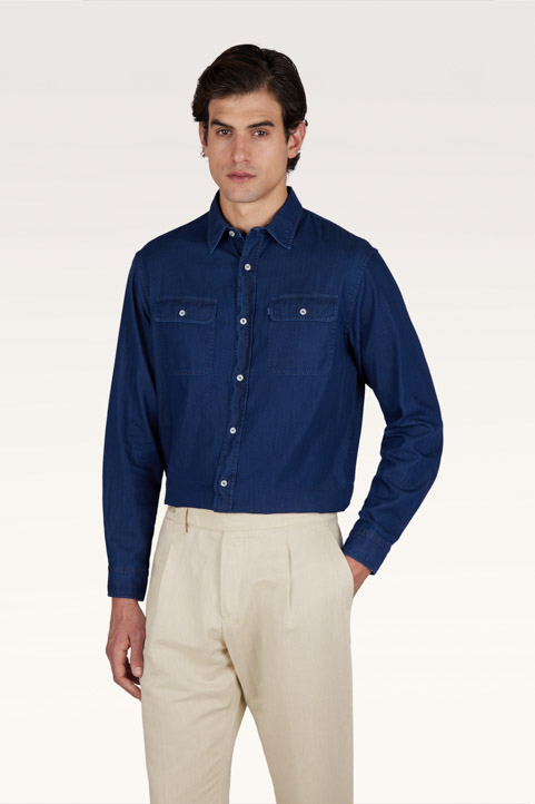 Overshirt X-Soft in denim Giza Cotton