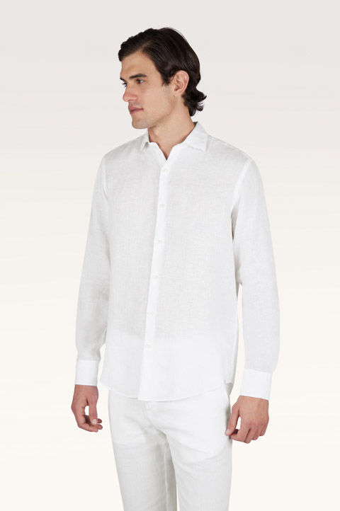 قميص من الكتان مصبوغ بعد الخياطة