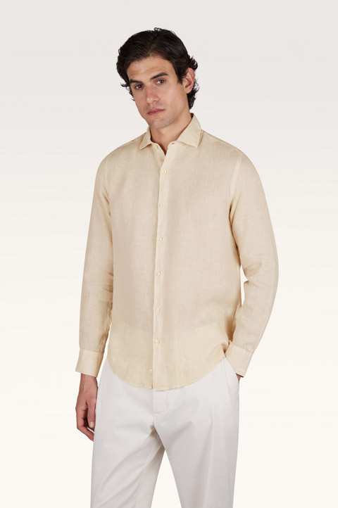 Garment‑dyed linen shirt