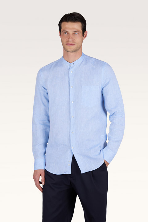 Garment‑dyed linen shirt