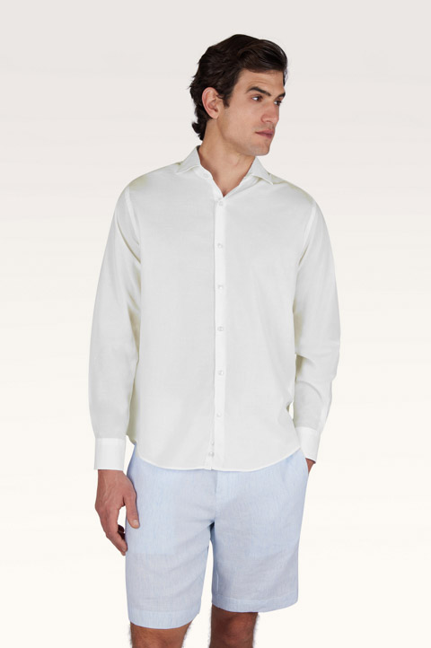 Garment‑dyed cotton voile shirt