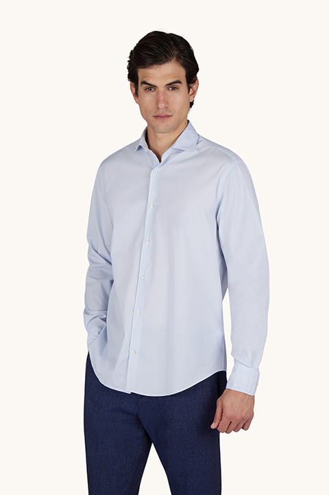 Garment‑dyed cotton voile shirt