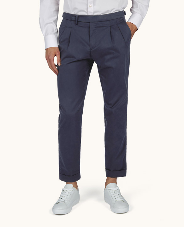 Pantalon chino en coton stretch avec double pince