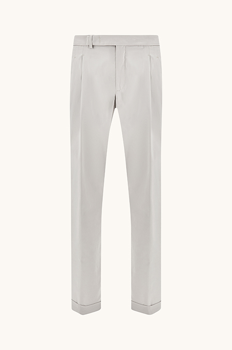 Chino trousers in stretch cotton with double pleats