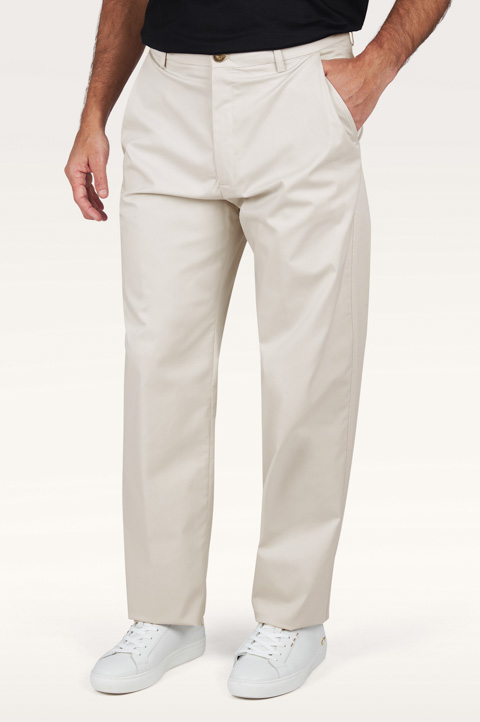 Pantalon wide leg en coton stretch avec pinces