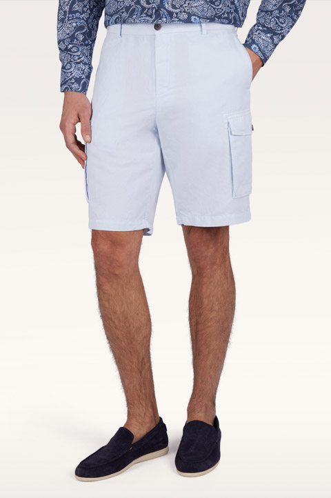 Bermuda cargo in lino e cotone tinto capo