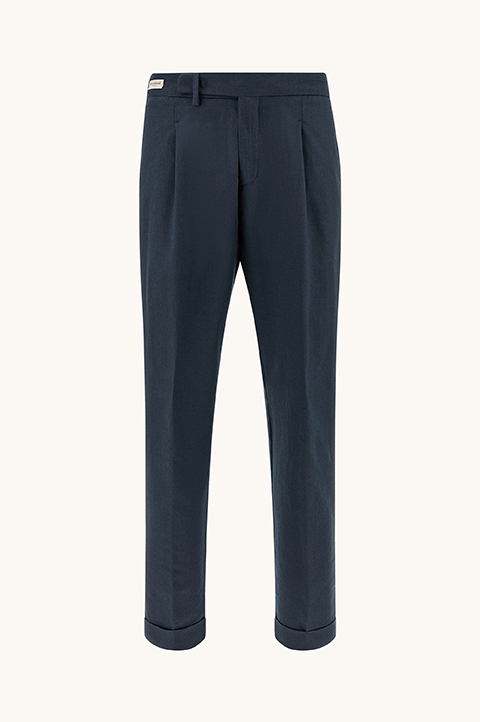 Chino trousers in linen and cotton with pleats