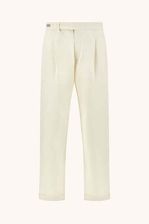 Chino trousers in linen and cotton with pleats