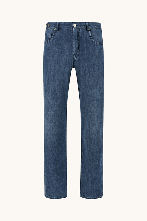 Jeans in silk and cotton denim