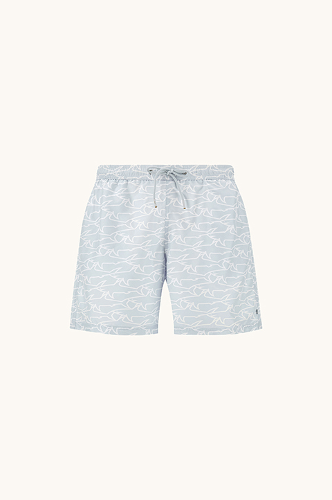 Swimwear with iconic Sharks Waves print