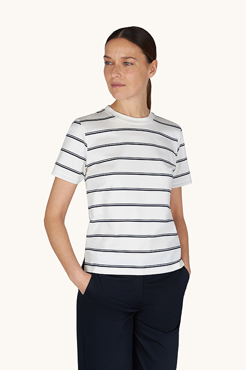 Cotton Jersey T-Shirt with Striped Pattern