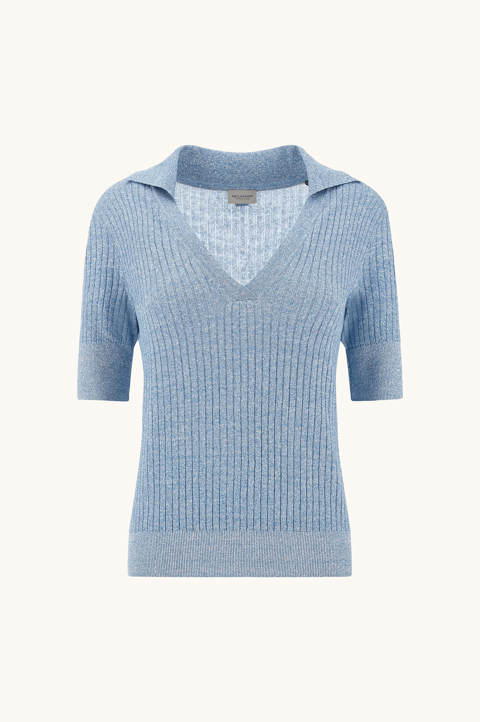 Polo con cuello en V de lino y algod&oacute;n Urukai