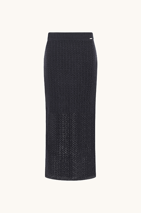 Falda de punto de lino con punto calado