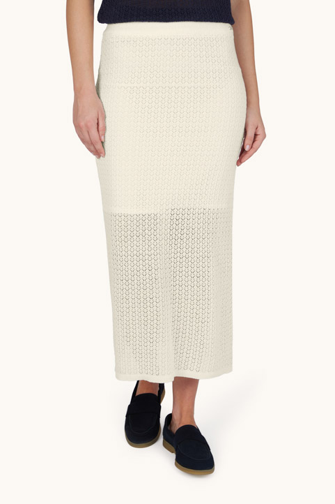 Skirt in openwork knit pure linen